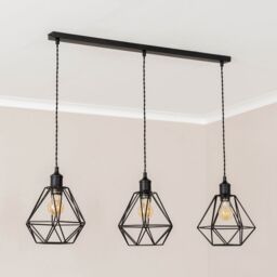 ValueLights Diablo Geometric Shade 3 Drop Bar Black Diner Ceiling Pendant Light - thumbnail 3