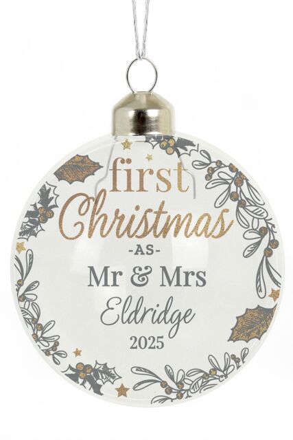 Personalised Memento Company Personalised First Christmas As... Glass Bauble in Clear - image 1
