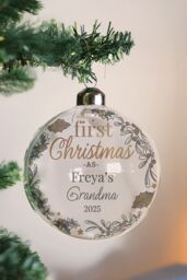 Personalised Memento Company Personalised First Christmas As... Glass Bauble in Clear - thumbnail 4