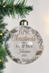 Personalised Memento Company Personalised First Christmas As... Glass Bauble in Clear - thumbnail 3