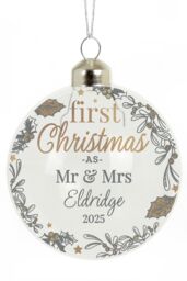 Personalised Memento Company Personalised First Christmas As... Glass Bauble in Clear - thumbnail 1