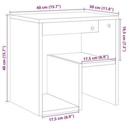 Berkfield Home Bedside Cabinet Artisan Oak 40x30x40 cm Engineered Wood in Brown - Size: 40 x 30 x 40 cm - thumbnail 9