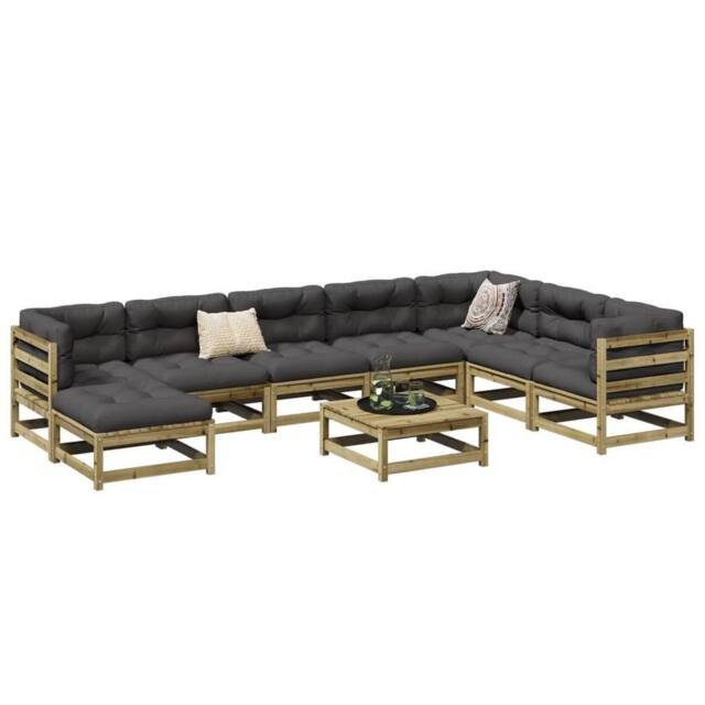 Berkfield Home 9 Piece Garden Sofa Set Impregnated Wood Pine in Brown - image 1