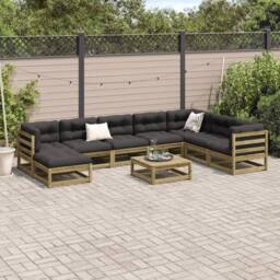 Berkfield Home 9 Piece Garden Sofa Set Impregnated Wood Pine in Brown - thumbnail 3