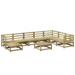 Berkfield Home 9 Piece Garden Sofa Set Impregnated Wood Pine in Brown - thumbnail 2