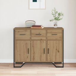 Berkfield Home Sideboard Artisan Oak 97x32.5x74.5 cm Engineered Wood in Brown - thumbnail 4