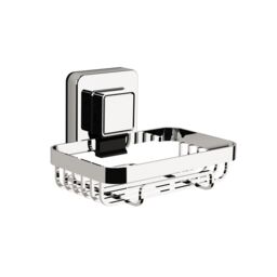 Showerdrape Pushloc Chrome Steel Suction Wall Mounted Soap Basket in Silver - thumbnail 5