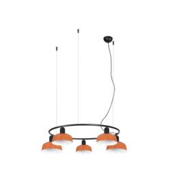 Netlighting Tatawin Small Pendant Ceiling Light Black Gloss Reddish Orange 5x E27