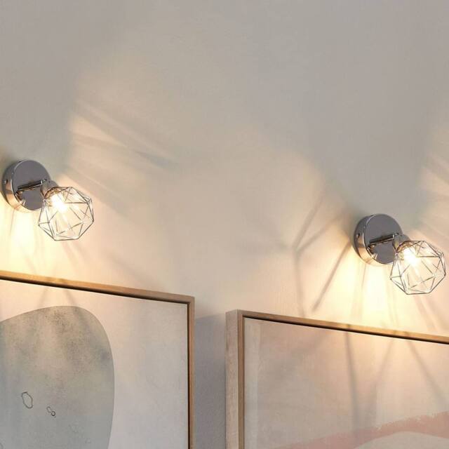 Wyld and Coco Silver Metal Wall Lamp Diamond Cage Shade Adjustable Tilt and Swivel - image 1