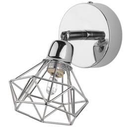 Wyld and Coco Silver Metal Wall Lamp Diamond Cage Shade Adjustable Tilt and Swivel - thumbnail 4