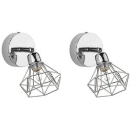 Wyld and Coco Silver Metal Wall Lamp Diamond Cage Shade Adjustable Tilt and Swivel - thumbnail 2