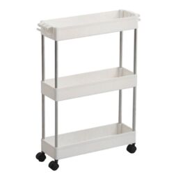 H&O Direct Slim White Standing 3-Tier Corner Storage Rack Shelf Plastic for Kitchen Bathroom - thumbnail 6