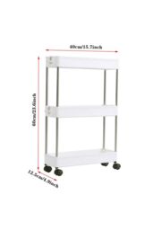 H&O Direct Slim White Standing 3-Tier Corner Storage Rack Shelf Plastic for Kitchen Bathroom - thumbnail 3