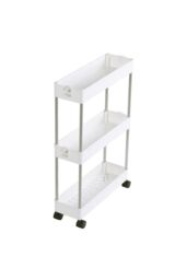 H&O Direct Slim White Standing 3-Tier Corner Storage Rack Shelf Plastic for Kitchen Bathroom - thumbnail 4