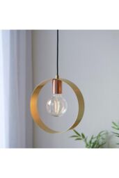 Netlighting Hoop Single Pendant Ceiling Lamp Brushed Brass Nickel Copper Plate in Gold - thumbnail 2