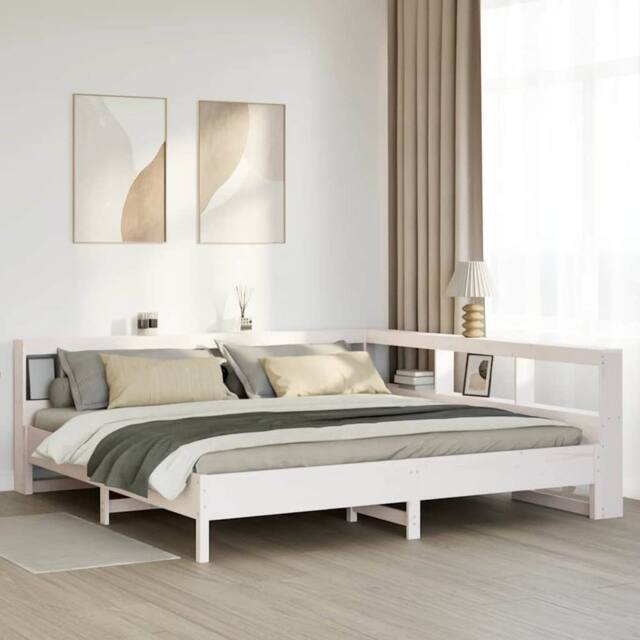 Berkfield Home Bookcase Bed without Mattress White 180x200 cm Solid Wood Pine - Size: Super King - image 1