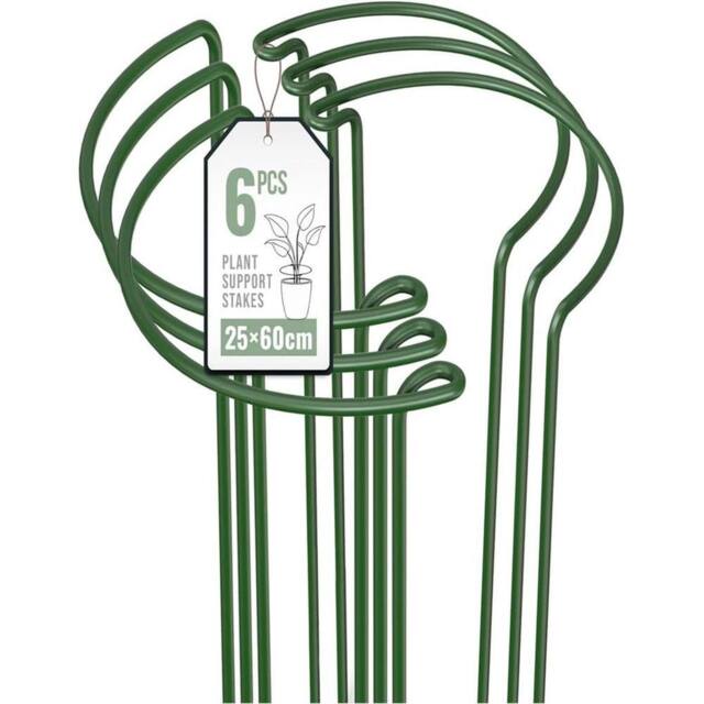 SPETLEK Sturdy 6 Pack Metal Plant Support Stakes Half Round Ring Cage in Green - image 1