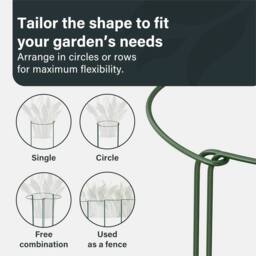 SPETLEK Sturdy 6 Pack Metal Plant Support Stakes Half Round Ring Cage in Green - thumbnail 3
