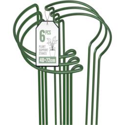 SPETLEK Sturdy 6 Pack Metal Plant Support Stakes Half Round Ring Cage in Green - thumbnail 5
