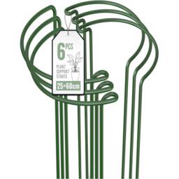 SPETLEK Sturdy 6 Pack Metal Plant Support Stakes Half Round Ring Cage in Green