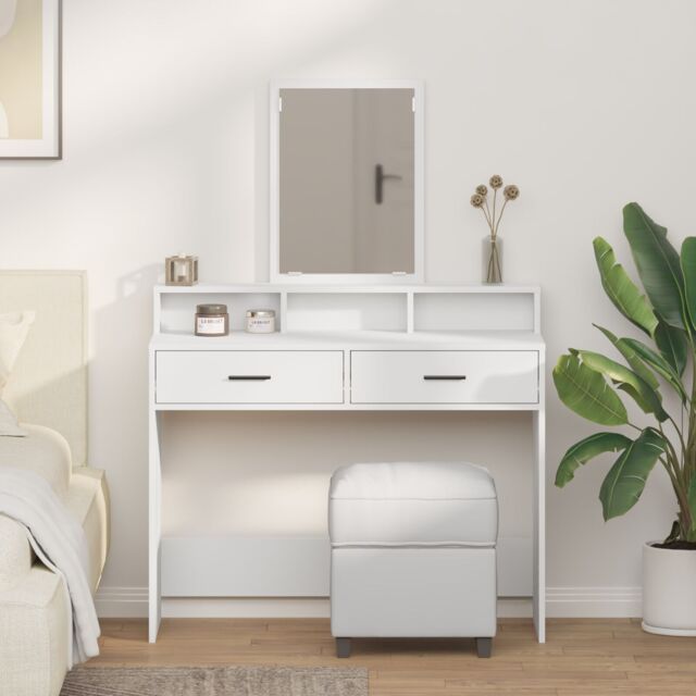 Berkfield Home White Dressing Table with Drawers, 100x41x140 cm - Size: 100 x 41 x 140 cm - image 1