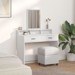 Berkfield Home White Dressing Table with Drawers, 100x41x140 cm - Size: 100 x 41 x 140 cm - thumbnail 4