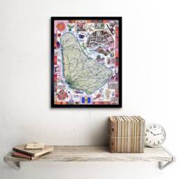 "Artery8 Travel Tourism Barbados Caribbean Tropical Map Framed Wall Art - Size: W12"" x H16""" - thumbnail 2