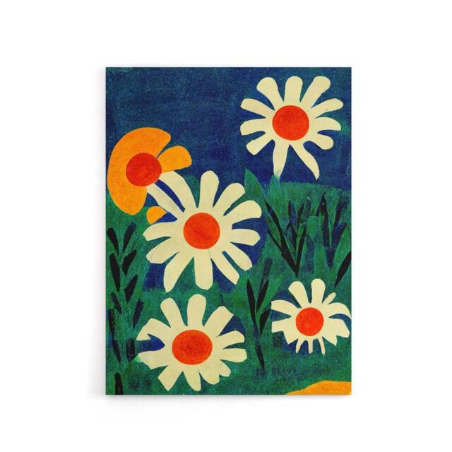 "Artery8 Daisy Flower Meadow Floral Canvas Wall Art Print - Size: W18"" x H24""" - image 1