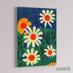 "Artery8 Daisy Flower Meadow Floral Canvas Wall Art Print - Size: W18"" x H24""" - thumbnail 2