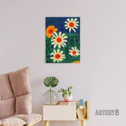 "Artery8 Daisy Flower Meadow Floral Canvas Wall Art Print - Size: W18"" x H24""" - thumbnail 3