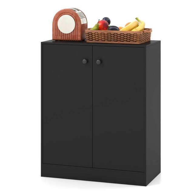 Costway 2-Door Storage Cabinet Buffet Cabinet w/ 3 Shelves Sideboard Kitchen Hallway in Black - image 1