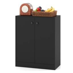 Costway 2-Door Storage Cabinet Buffet Cabinet w/ 3 Shelves Sideboard Kitchen Hallway in Black - thumbnail 1