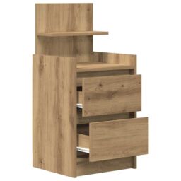Berkfield Home Bedside Cabinet with 2 Drawers Artisan Oak 38x34x80 cm in Brown - Size: 38 x 34 x 80 cm - thumbnail 5