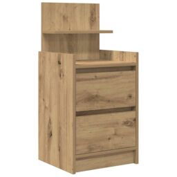 Berkfield Home Bedside Cabinet with 2 Drawers Artisan Oak 38x34x80 cm in Brown - Size: 38 x 34 x 80 cm - thumbnail 2