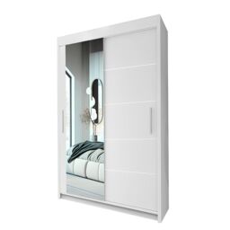 Interior Emporium Ltd IE Lyon Sliding Door Bedroom Wardrobe with LED Light - Wardrobe for You - Wardrobes with LED Light ( White, 120 cm ) in White - thumbnail 1