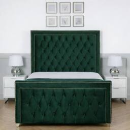 Living Comfort Bedz Metro Plush Velvet Upholstered Bed Slatted Base with 48Inch Headboard in Green - Size: Double - thumbnail 2