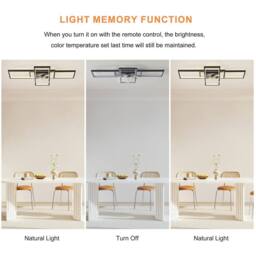 "NIVOR Dimmable Ceiling Fan 3 Light 35"" Flush Mount Remote 6-Speed Black" - thumbnail 3