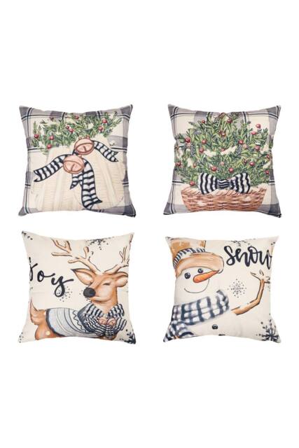 Living and Home Christmas Themed Decorative Pillow Case with Festive Motifs - image 1