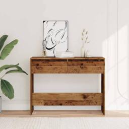 Berkfield Home Console Table Old Wood 100x35x76.5 cm Engineered Wood in Brown - thumbnail 3