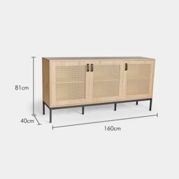 VonHaus Lena Rattan Effect Wide Living Room Storage Sideboard in Brown - thumbnail 9