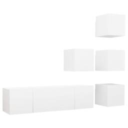 Berkfield Home 6 Piece TV Cabinet Set White Engineered Wood - thumbnail 2