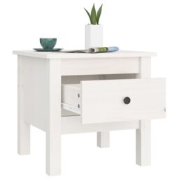 Berkfield Home Side Table White 40x40x39 cm Solid Wood Pine - Size: 40 x 40 x 39 cm - thumbnail 5