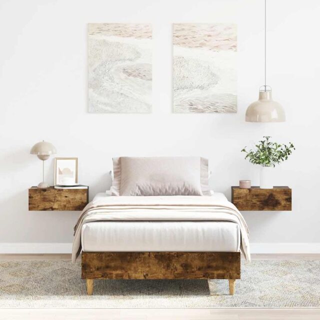 Berkfield Home Bed Frame No Mattress Smoked Oak 90x190 cm Single Engineered Wood in Brown - image 1