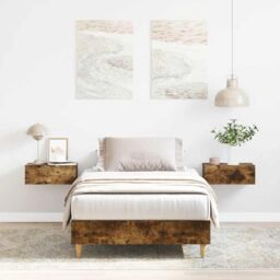 Berkfield Home Bed Frame No Mattress Smoked Oak 90x190 cm Single Engineered Wood in Brown - thumbnail 1