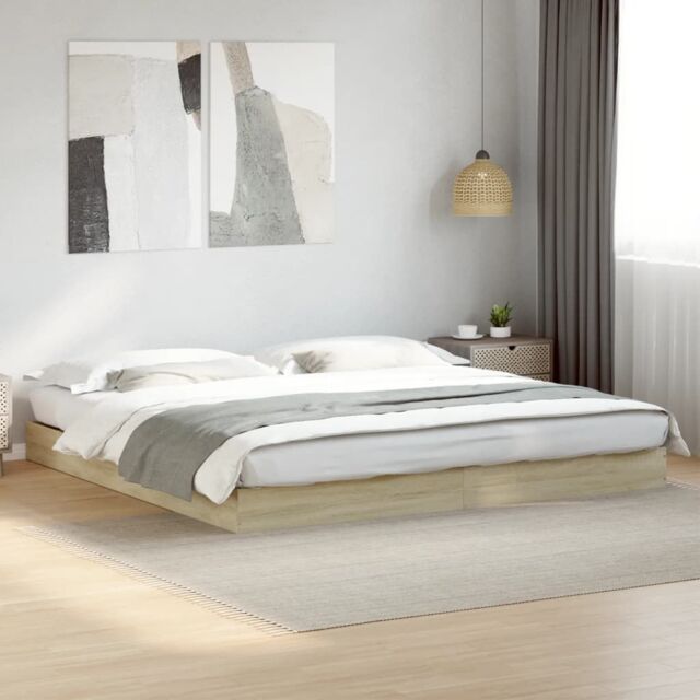 Berkfield Home Bed Frame without Mattress Sonoma Oak 180x200 cm Super King Engineered Wood in Brown - image 1