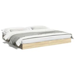 Berkfield Home Bed Frame without Mattress Sonoma Oak 180x200 cm Super King Engineered Wood in Brown - thumbnail 2
