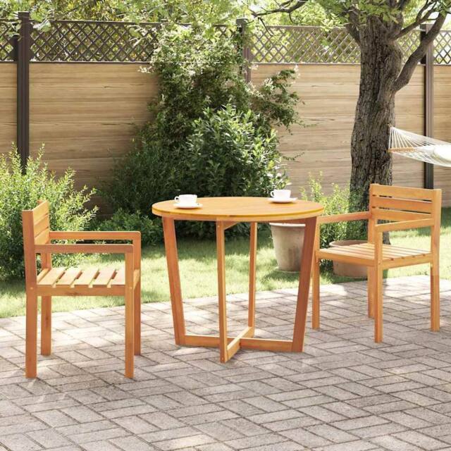 Berkfield Home Beautiful Garden Dining Table Round √ò90x75 cm Solid Wood Acacia in Brown - Size: 90x75 cm - image 1