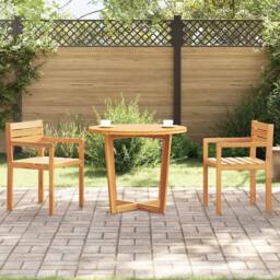 Berkfield Home Beautiful Garden Dining Table Round √ò90x75 cm Solid Wood Acacia in Brown - Size: 90x75 cm - thumbnail 2