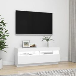 Berkfield Home TV Cabinet with LED Lights White 100x35x40 cm - Size: 100 x 35 x 40 cm - thumbnail 6