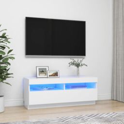 Berkfield Home TV Cabinet with LED Lights White 100x35x40 cm - Size: 100 x 35 x 40 cm - thumbnail 1